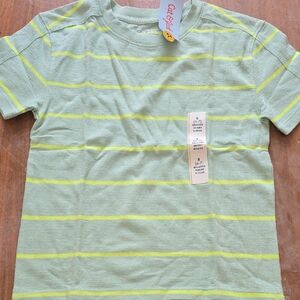 Cat & Jack Boys Green Striped Relaxed Fit T Shirt